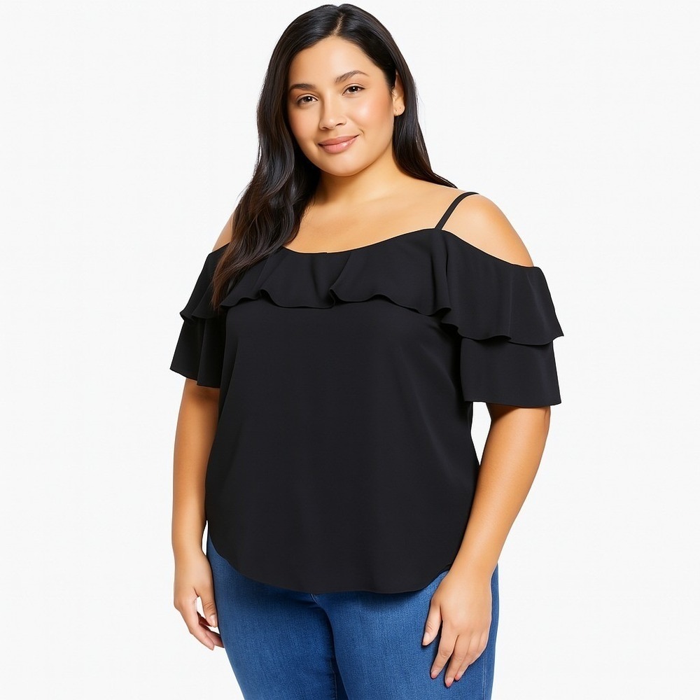 City Chic Juliana Off Shoulder Top Women's Size 12 XXS Black